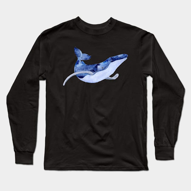 WHALE - SALT WATERCOLOR WHALE Long Sleeve T-Shirt by VegShop